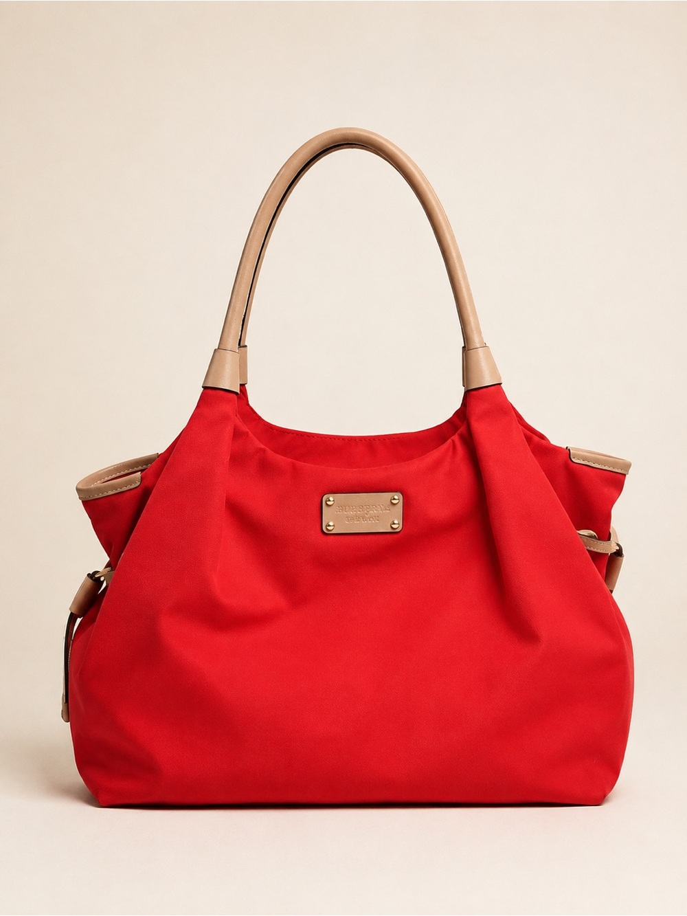 kate spade Red Tote with Tan Handles and Gold Plaque